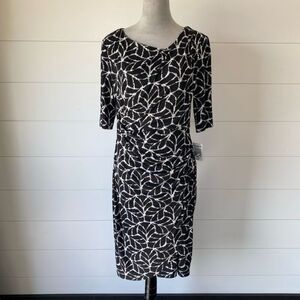 Connected Apparel Asymmetrical Neck Elbow Sleeve Dress Size 12